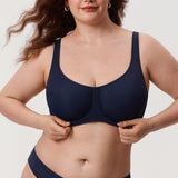 Women's Confishape® Supportive Full Coverage Bra - Underwire & Unlined Deep Ocean Blue