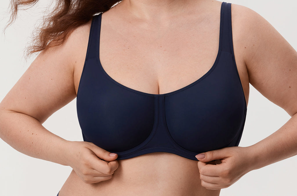 Women's Confishape® Supportive Full Coverage Bra - Underwire & Unlined Deep Ocean Blue