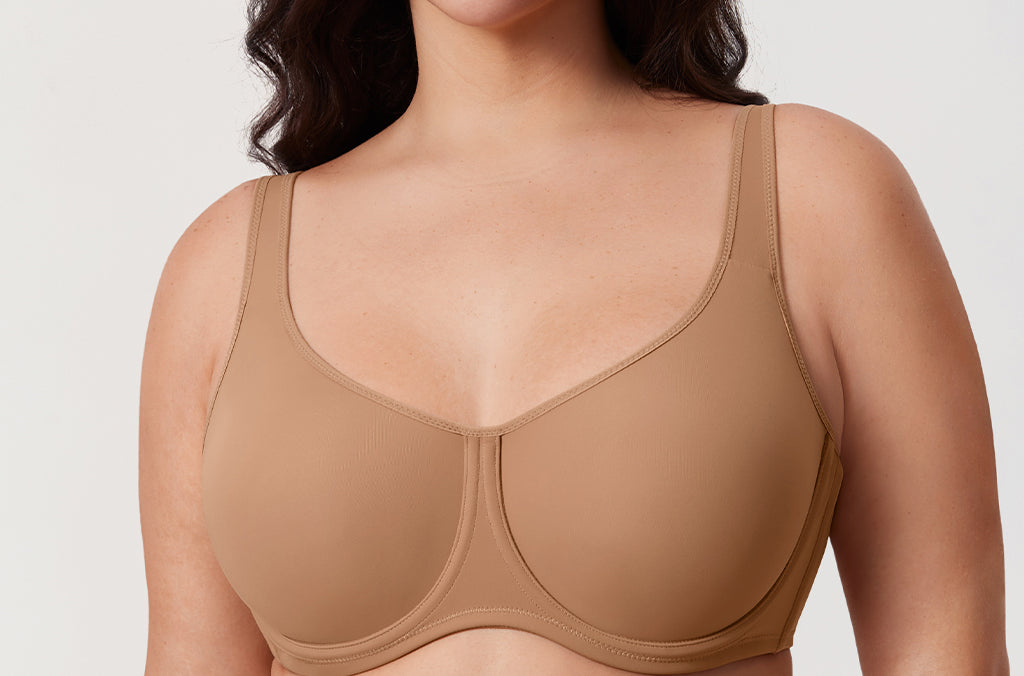 Women's Confishape® Supportive Full Coverage Bra - Underwire & Unlined Gravel Beige