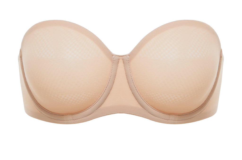 Women's Mesh Unlined Strapless Bra Brown Purple