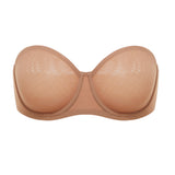 Women's Mesh Unlined Strapless Bra Brown Purple