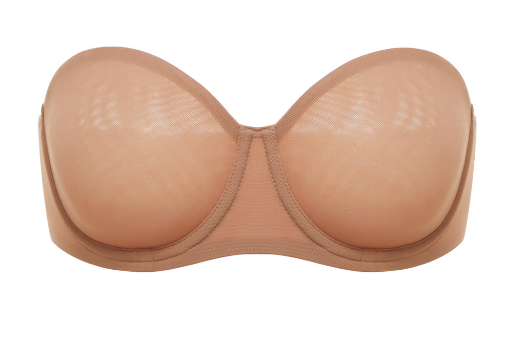 Women's Mesh Unlined Strapless Bra Brown Purple